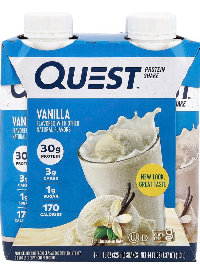 QUEST NUTRITION - Protein Shake Vanilla 4 Shakes 11 fl oz (325 ml) Each - Image 1