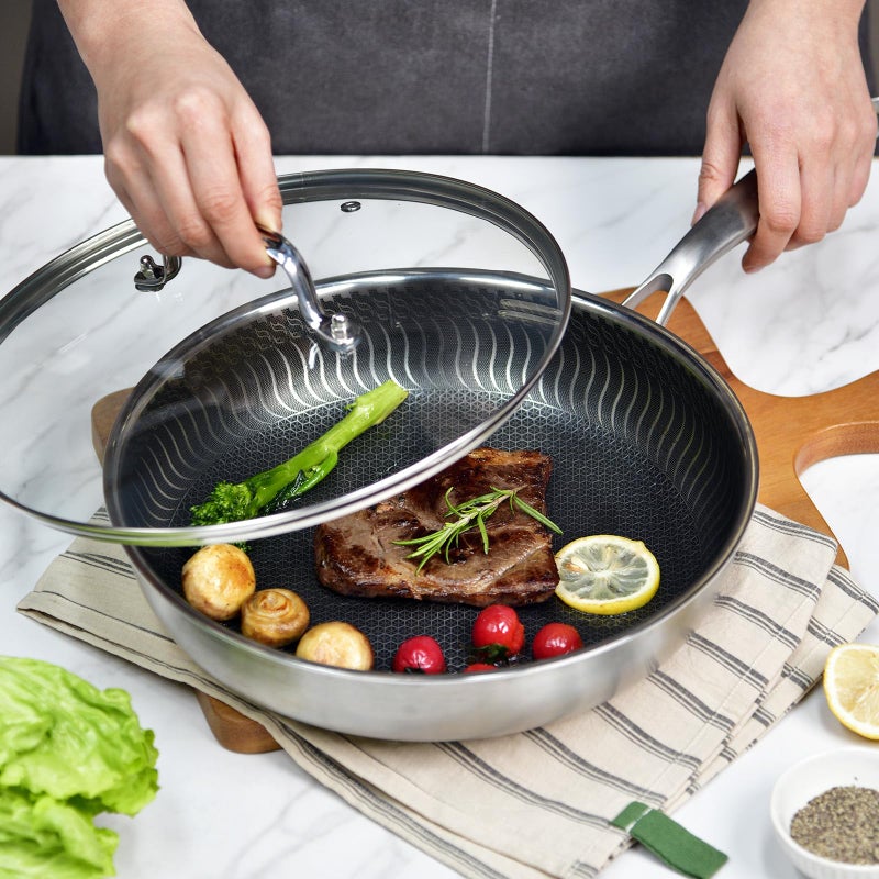 MOJIRE 11 IN Glass Lid with Stainless Steel Handle for Frying Pan, Tempered Replacement Cover Compatible for All Cookware for Skillets, Round Cast Iron Aluminium, Stainless Steel Pans & Pots 276mm-292mm - Image 3
