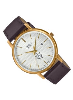 CASIO ساعة يد أنالوج مقاومة للماء مع عرض التاريخ MTP-B125GL-7AVDF - 41 مم - بني  - Image 2