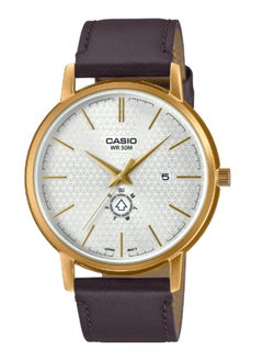 CASIO ساعة يد أنالوج مقاومة للماء مع عرض التاريخ MTP-B125GL-7AVDF - 41 مم - بني  - Image 1