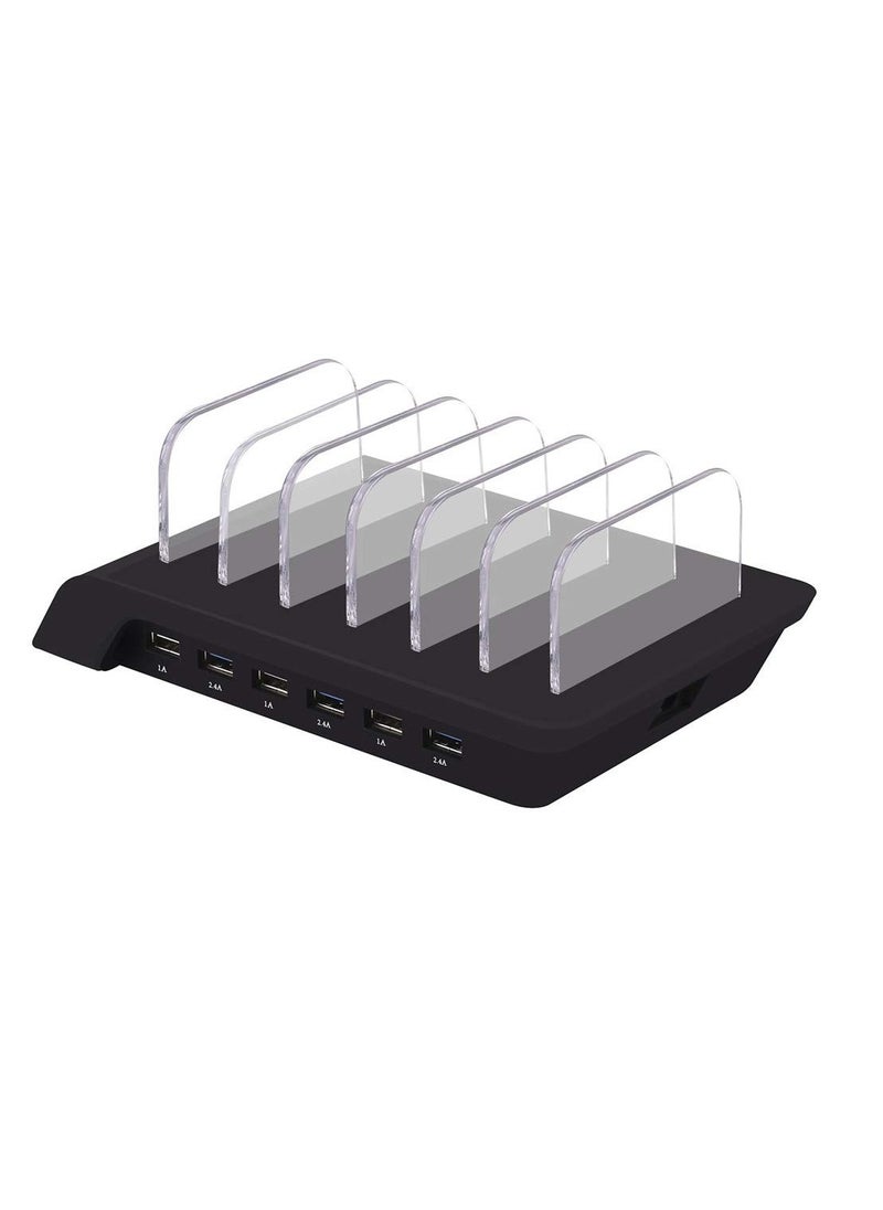 Charging stand Charging Station 6 Ports USB Dock,Multi-Port Stand Desktop Organizer Multiple Devices Charger Compatible with for IPad/iPhone/Samsung/Tablet/Huawei and More