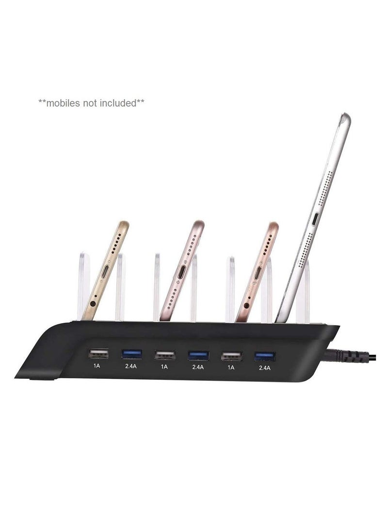 Charging stand Charging Station 6 Ports USB Dock,Multi-Port Stand Desktop Organizer Multiple Devices Charger Compatible with for IPad/iPhone/Samsung/Tablet/Huawei and More