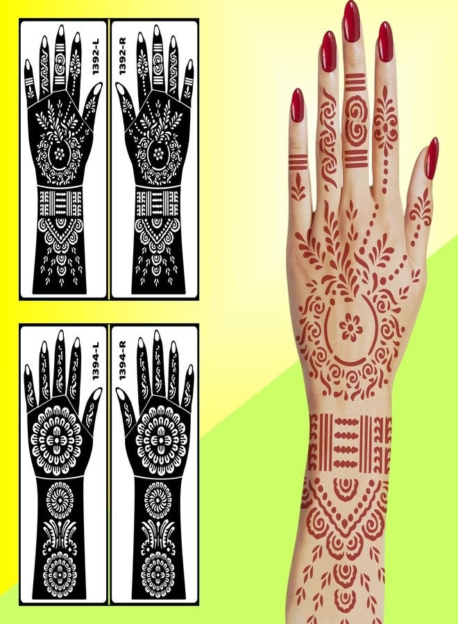 ORDERSHOCK Simple Traditional Stencil Mehndi Combo Templates For Creative Hands With Instant For Both Hand & Fingers - Image 3
