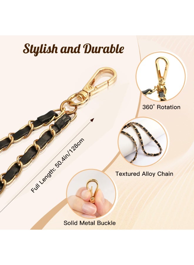 حبل هاتف عالمي، سلسلة معدنية للهاتف المحمول مضادة للسرقة، حزام كروس بودي لهاتف iPhone 17 و16 Series ومعظم الهواتف الذكية، حامل رقبة للهاتف المحمول للنساء، ذهبي وأسود - Image 3