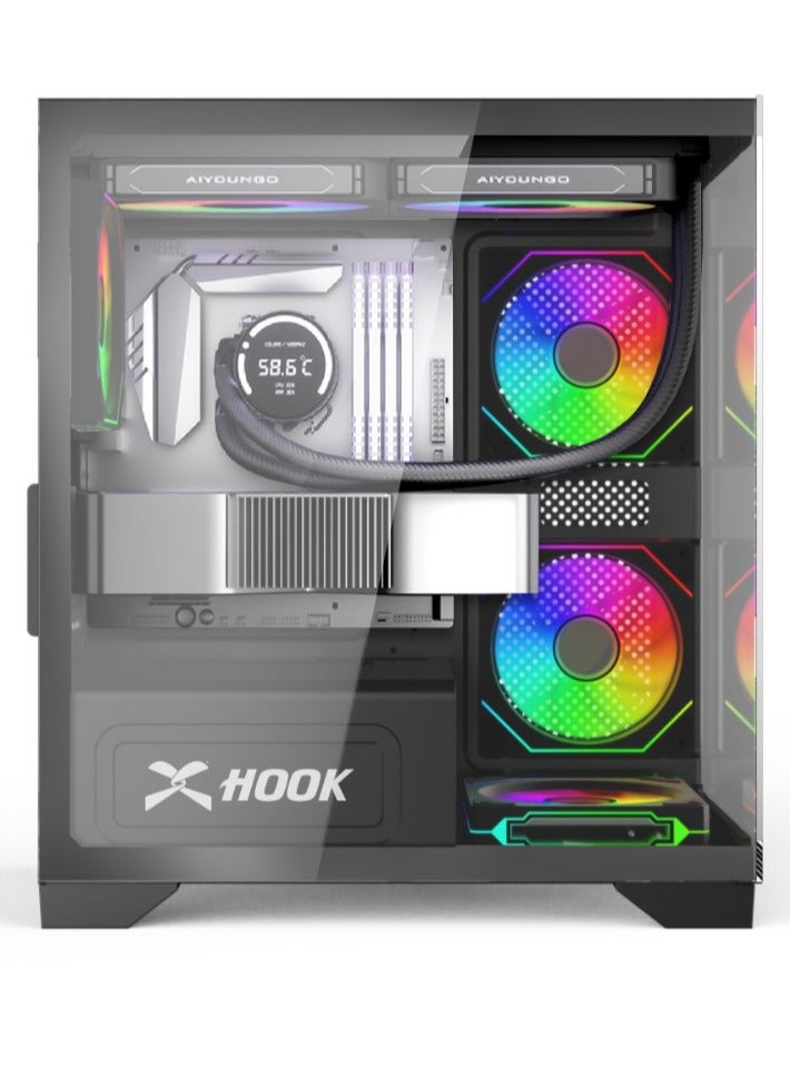Hook HOOK GAMING PC CASE BOLT with 4 ARGB FANS + HUB AND REMOTE (Black)  - Image 3