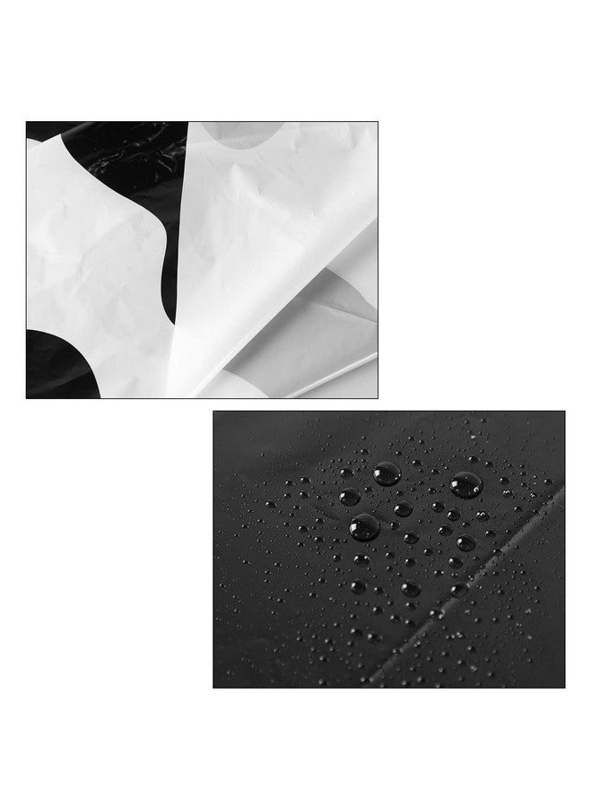 Oudain 6 Pcs 84'' Cow Tablecloth Round Tablecloth Plastic Washable Table Cloth Disposable Stain Resistant Table Cover for Picnic Camping Party Xmas Kitchen Dining Table(Black, Simple Style, 6 Pcs) - Image 3