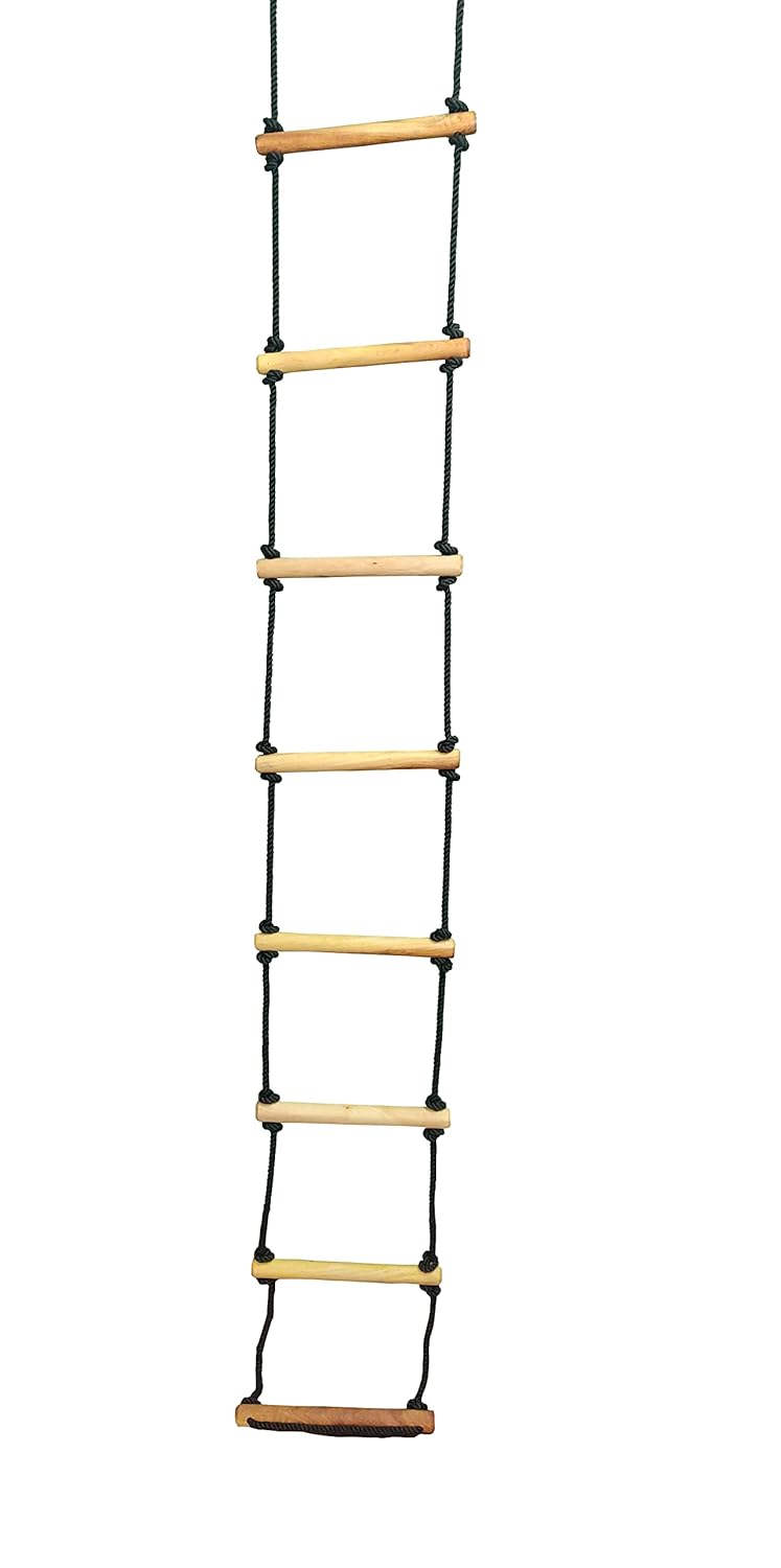 MIHAD Climbing Rope Ladder for Kids, Adults - Outdoor/Indoor, Playground Equipment - Suitable for Tree Climbing, Chimney, Tank and Silo Cleaning Ladder Material - Silk Rope, Wood, Width 38cm,(3 Meter) - Image 2