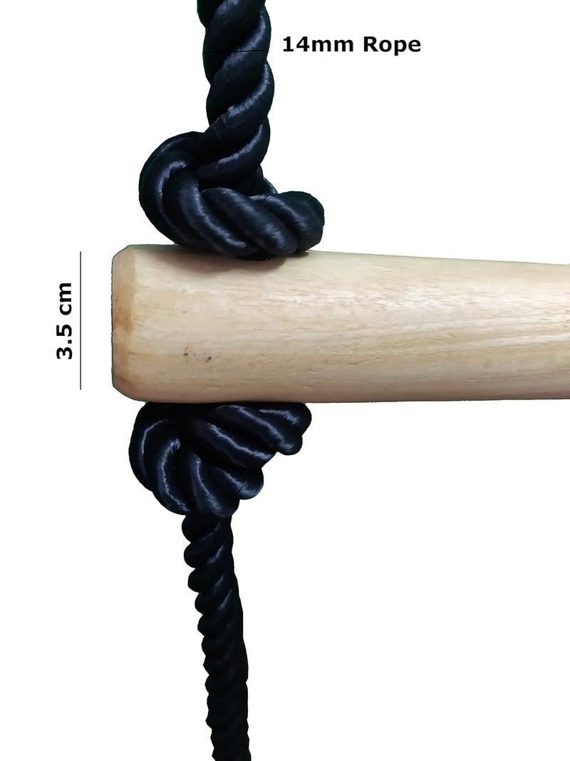 MIHAD Climbing Rope Ladder for Kids, Adults - Outdoor/Indoor, Playground Equipment - Suitable for Tree Climbing, Chimney, Tank and Silo Cleaning Ladder Material - Silk Rope, Wood, Width 38cm,(3 Meter) - Image 1