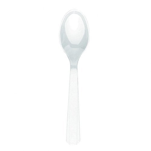 Amscan Vibrant Frosty White Plastic Spoons (Pack Of 20) - Eco-Friendly  Durable & Eye-catching  Perfect For Parties & Events - Image 2