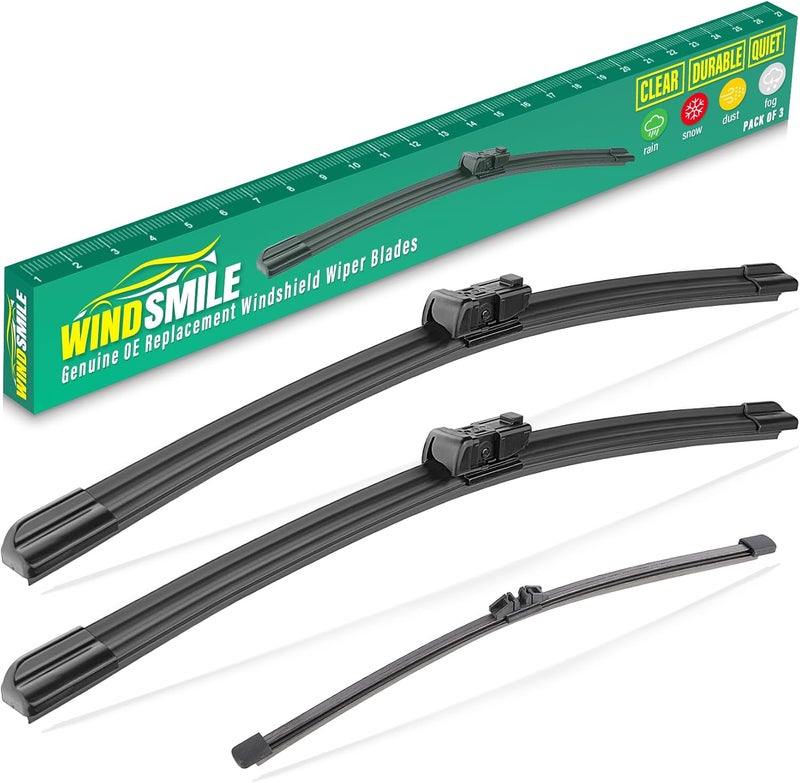 WINDSMILE 24" 20" 15" Windshield Wiper Blades Replacement for Ford Mustang Mach-E 2021 2022 2023 2024 Mustang Mache Premium All Weather Front Rear Wipers Set - OEM Quality (Pack of 3) - Image 1
