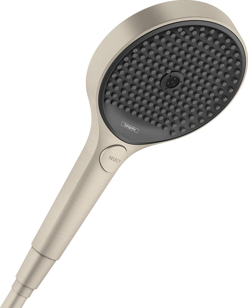 hansgrohe Rainfinity 5-inch Modern Handheld Shower Head 3-Spray PowderRain, Intense PowderRain, MonoRain in Brushed Nickel, 26864821 - Image 1
