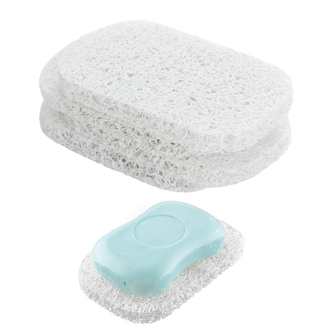4 PACK WHITE SOAP SAVER HOLDER FOR BAR SOAP SHOWER BATHROOM DISH SELF DRAINING LIFT PAD POROUS CONSTRUCTION AIR CIRCULATE 29 X 45 PVC NONBPA NONSLIP DURABLE