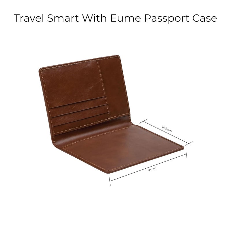 EUME Nova Passport Holder for Men & Women, Rustic Green | Bifold Premium Vegan Leather | 3 Card Slots, 1 Compartment, 1 Pocket | Passport Pouch | Travel Document Organiser | Passport Cover - Image 3