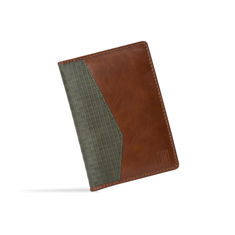 EUME Nova Passport Holder for Men & Women, Rustic Green | Bifold Premium Vegan Leather | 3 Card Slots, 1 Compartment, 1 Pocket | Passport Pouch | Travel Document Organiser | Passport Cover - Image 1