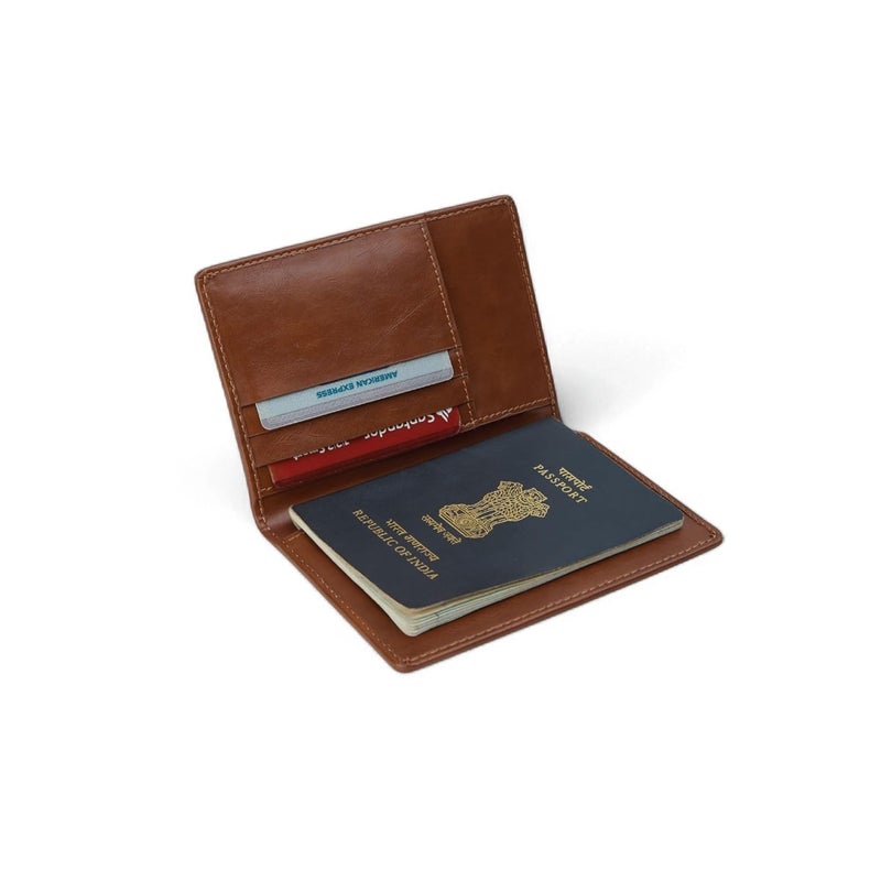 EUME Nova Passport Holder for Men & Women, Rustic Green | Bifold Premium Vegan Leather | 3 Card Slots, 1 Compartment, 1 Pocket | Passport Pouch | Travel Document Organiser | Passport Cover - Image 5