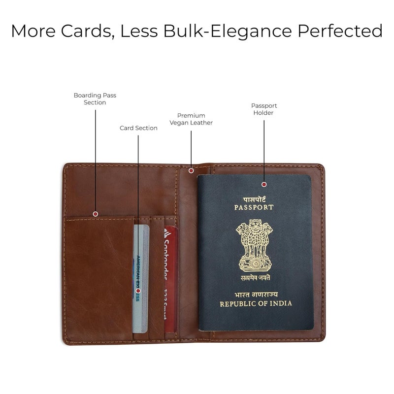 EUME Nova Passport Holder for Men & Women, Rustic Green | Bifold Premium Vegan Leather | 3 Card Slots, 1 Compartment, 1 Pocket | Passport Pouch | Travel Document Organiser | Passport Cover - Image 4