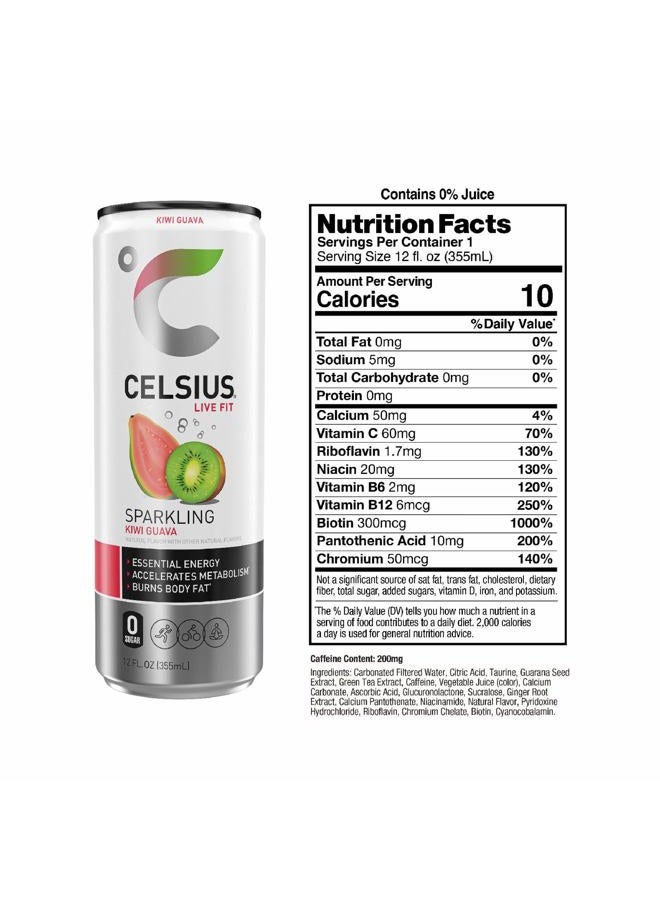 CELSIUS Sparkling Kiwi Guava, Functional Essential Energy Drink, 12 Fl Oz - Image 3
