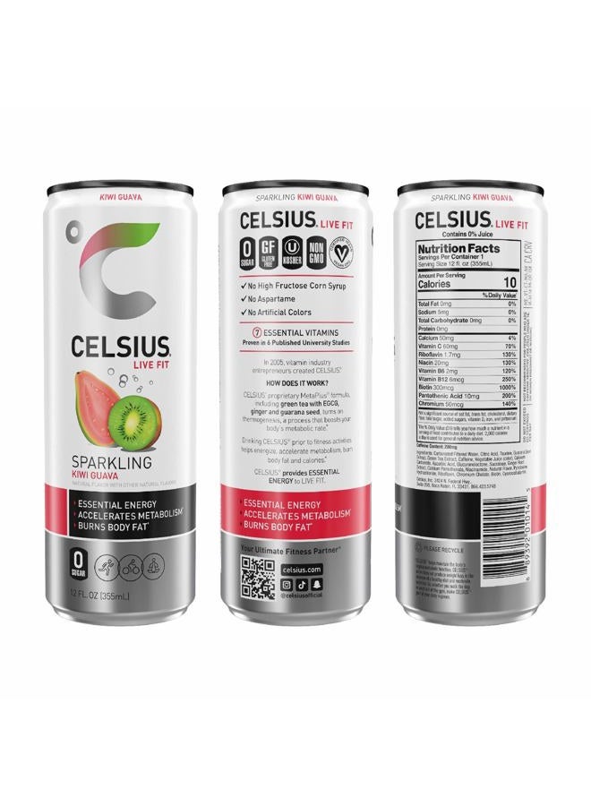 CELSIUS Sparkling Kiwi Guava, Functional Essential Energy Drink, 12 Fl Oz - Image 2