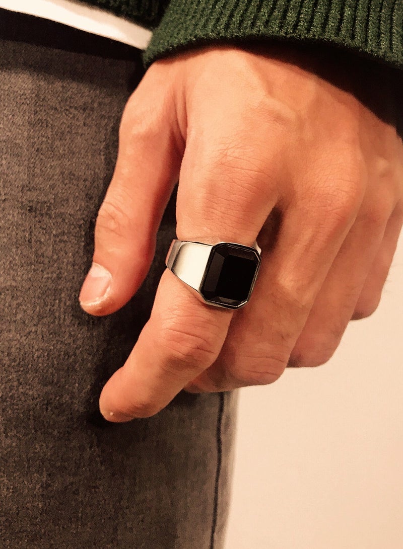 Fashion rings vintage silver and black rings for men and women - Image 1