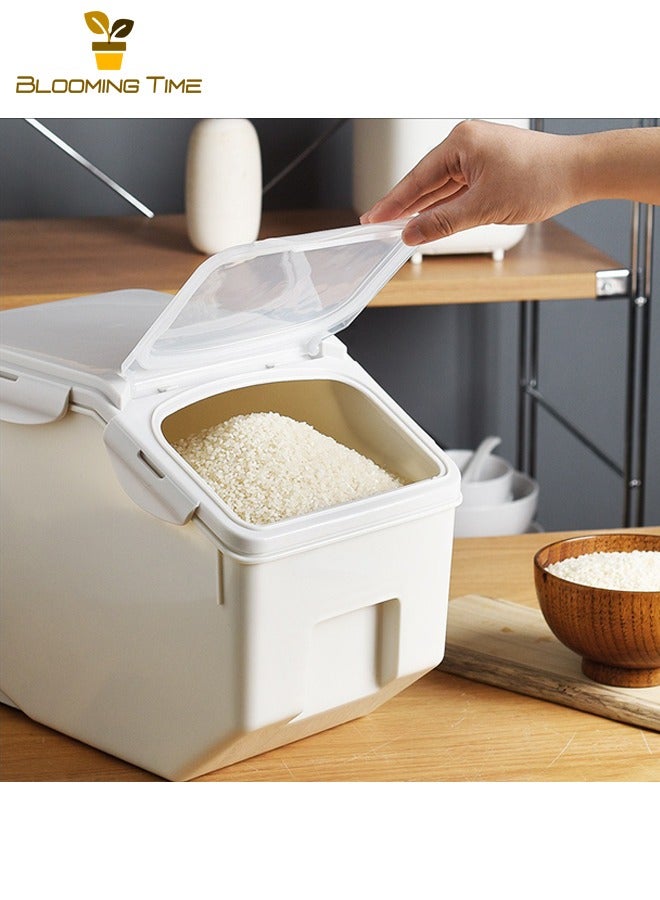 BLOOMING TIME Kitchen Household Rice Bucket 10kg, Plastic Rice Storage Box 20kg Sealed Rice Cylinder, Insect-proof and Moisture-proof Thickened Flour Bucket, Kitchen Plastic Thickened 10kg Rice Cylinder, Flour and Grain Storage Boxes - Image 3