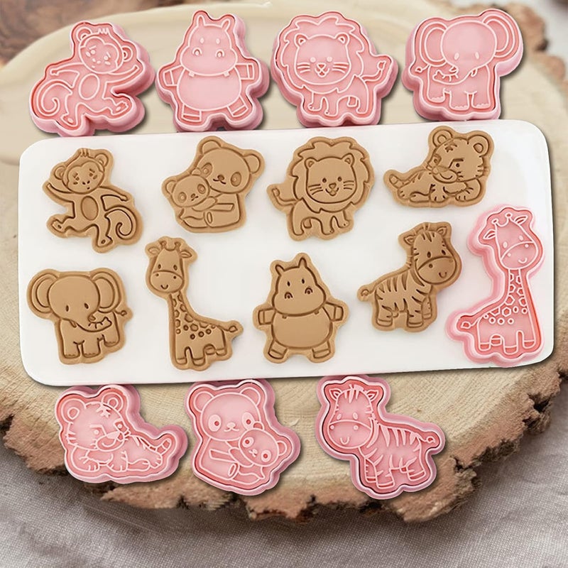 Sakolla Animal Cookie Cutters With Plunger Stamps Set,8 Piece 3D Animal Embossing Cutters For Biscuit Fondant Cheese Baking Molds - Image 2