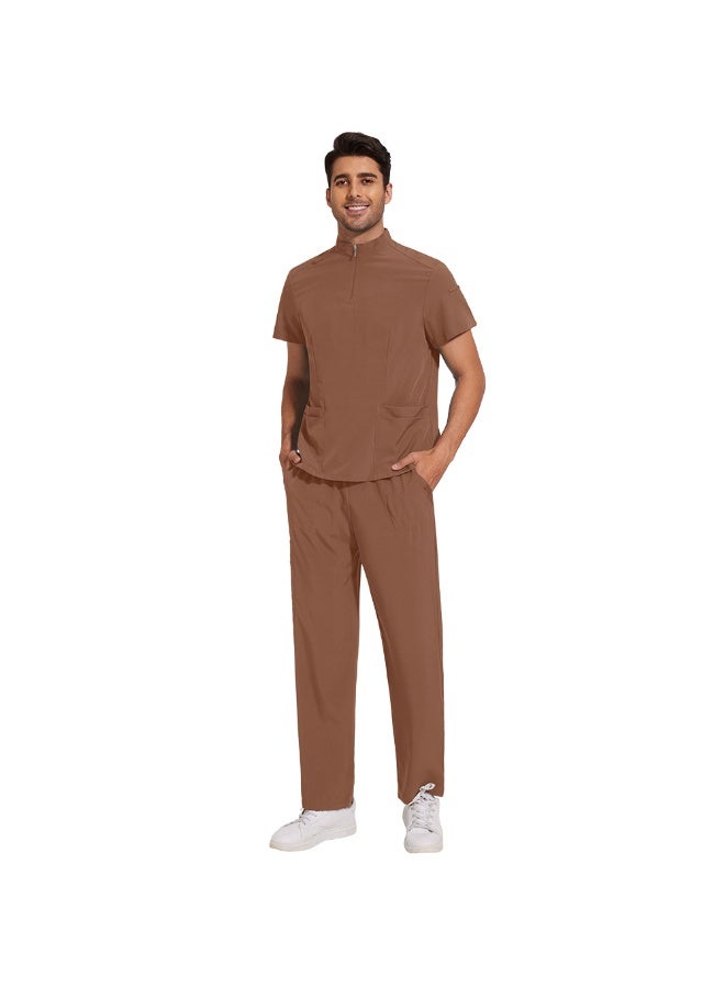 NIBEMINENT Scrubs Medical Uniform Solid Color Workwear Unisex Elastic Breathable Nurse Uniform Doctor Clinic Hospital Accessories Men Women - Image 1