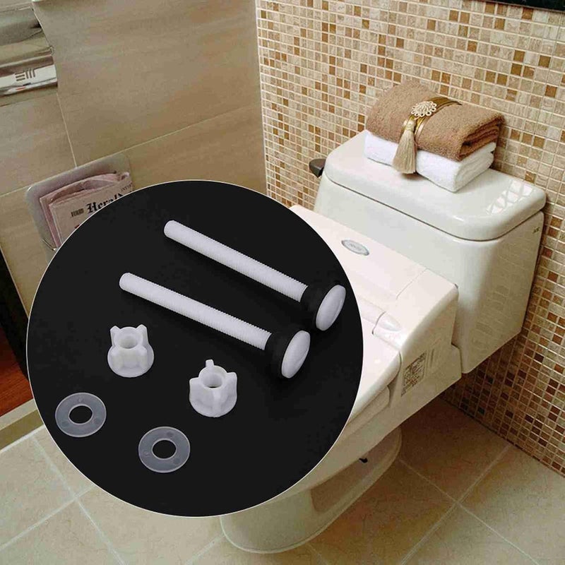 HAOHIZE Toilet Tank Plastic Bolts, 3 Pair Two piece Toilet Water Tank Screw Set Fixings Fitting Accessory Repairing Tools White Plastic Toilet Seat Screws Replacement - Image 2