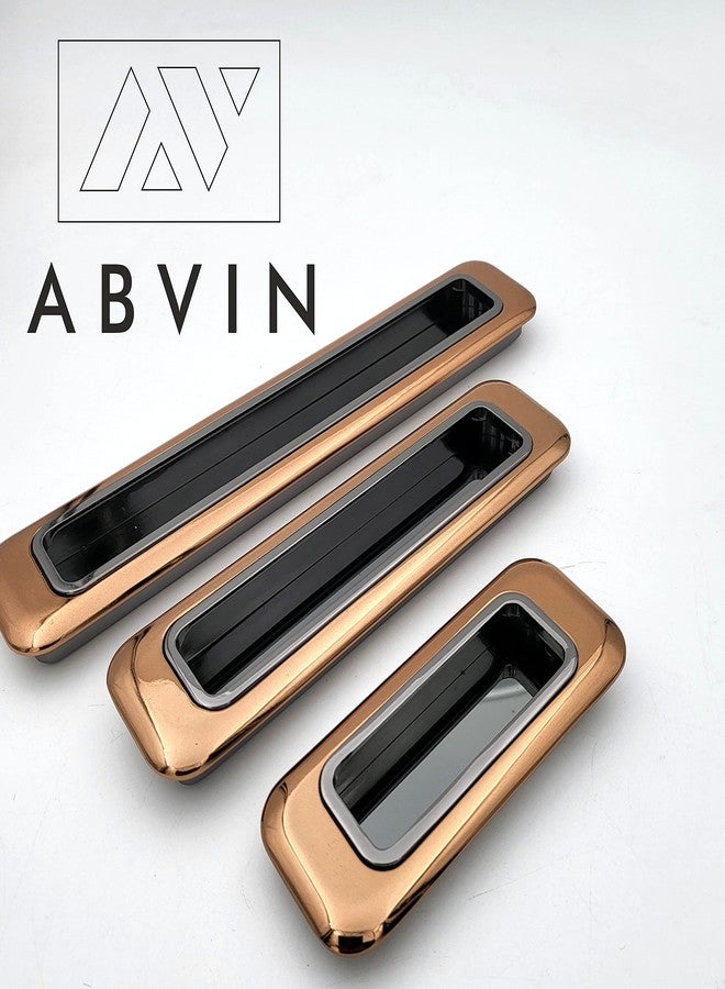 ABVIN مقبض باب منزلق رفيع مخفي من ABVIN للمنزل والمطبخ والمكتب | 7 بوصة | رمادي ذهبي وردي - Image 3