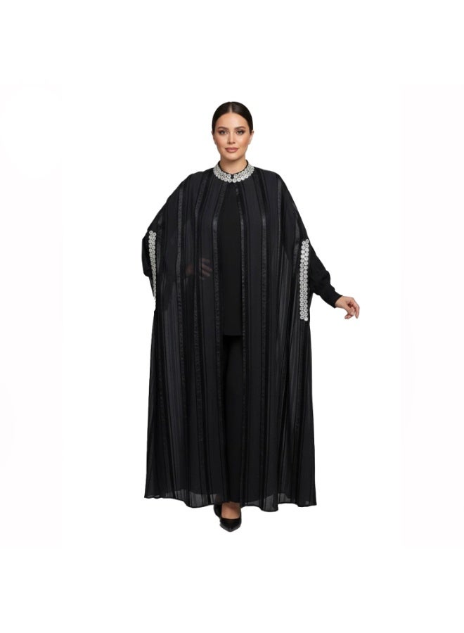 Smoky Egypt Solitaire Maxi Cape Abaya - Black - Image 2