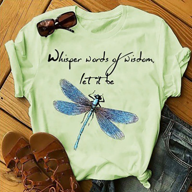 2020 Fashion AliExpress eaby Dragonfly Print Short Sleeve T-Shirt WISH Short Sleeve EBAYeabyebay Purple XH1227 5 XXL - Image 5