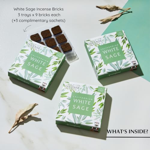 Aromafume Californian White Sage Smokeless Incense Bricks by Aromafume | 3 Trays x 9 Bricks | Refill Pack | Sage Incense for Positivity, Festive Gift | Sage Leave Extracts for Cleasing Home - Image 2