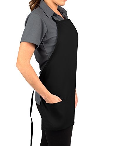 KNG Black 3 Pocket Adjustable Bib Apron for Men and Women - Pack of 2 - Image 2