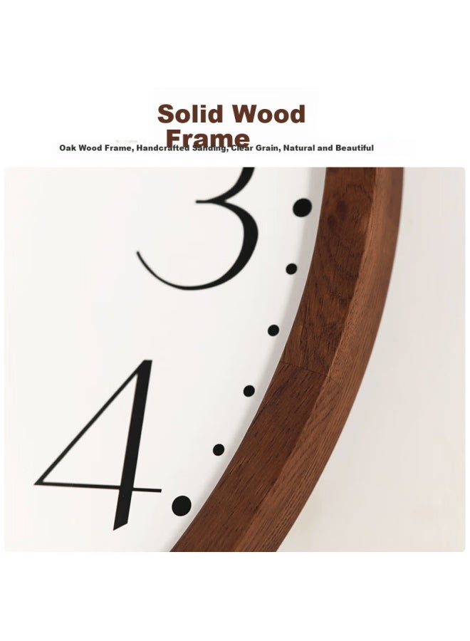 Hense Solid Wood Wall Clock Living Room Home Creative Simple High-end Quartz Clock Hw89 Oak 35cm - Image 5