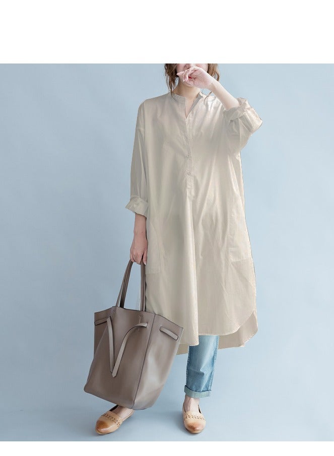 قميص النساء مع جيوب قميص قميص طويل الأكمام - Image 1