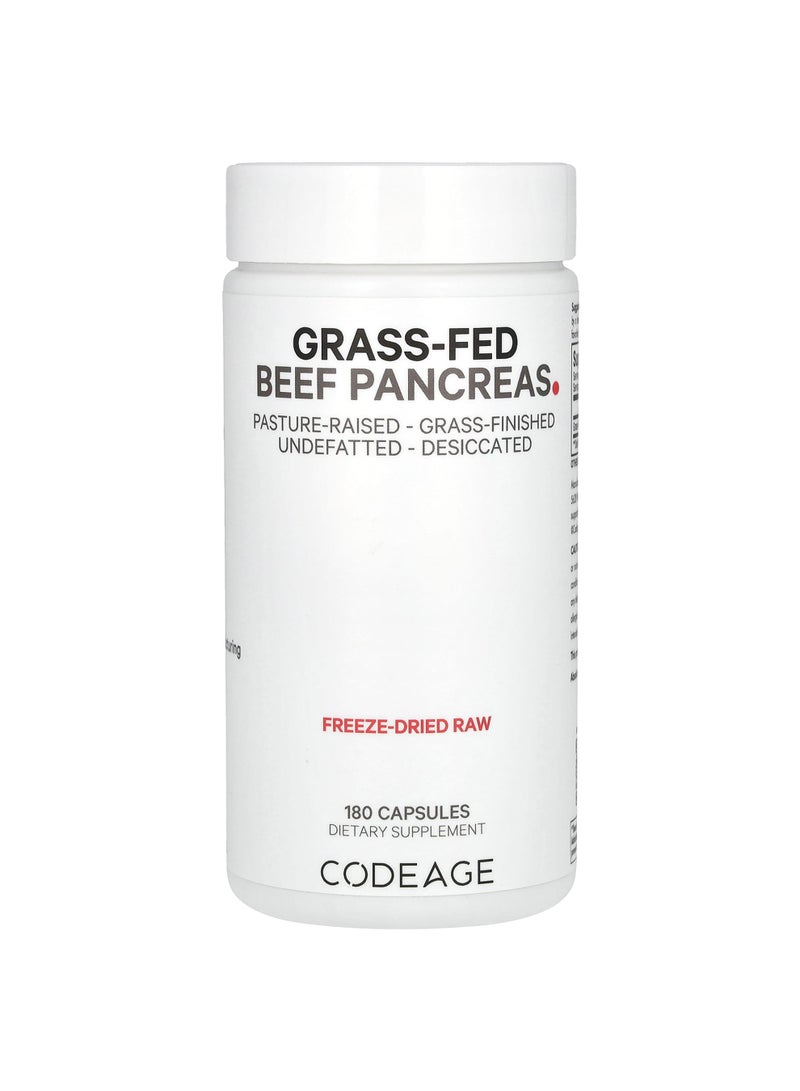 Codeage Grass-Fed Beef Pancreas, 180 Capsules (500 mg per Capsule)