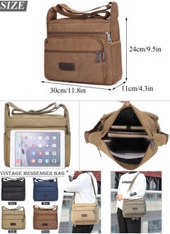 Qiccijoo Canvas Messenger Bag Shoulder Bag Crossbody Bag for Men or Women Carry Bag Sling Bag Travel Bag for Business Office School Satchel Bags Purse(Brown) - pzsku/ZC2A8AA0890E5A9905833Z/45/_/1732506577/889aa0e4-fb04-4a1f-b99d-413e68599e19