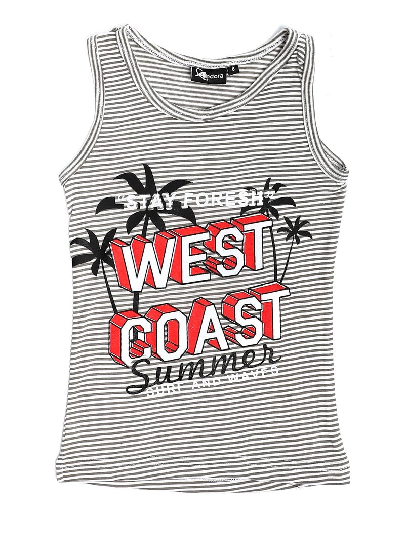 Andora Boys Striped & Printed Tank Top  - Image 1