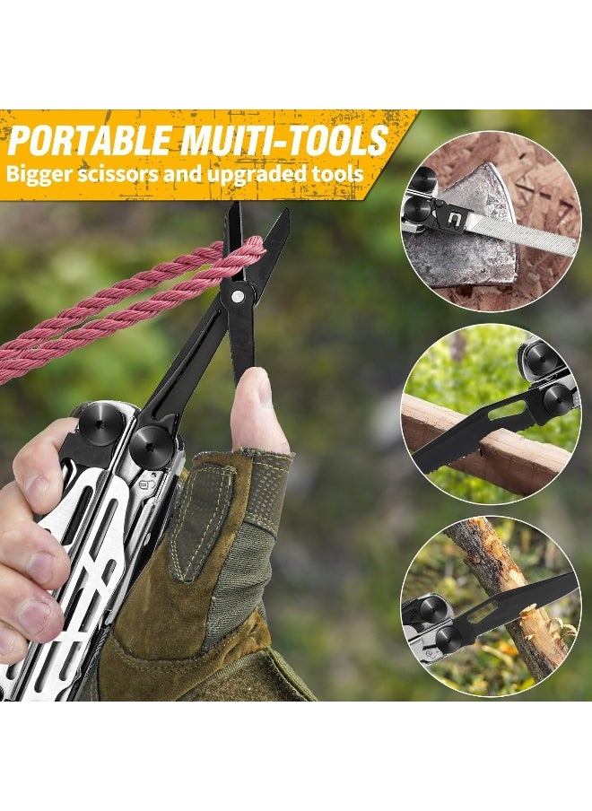 BIBURY Multitools, Multi Tool Foldable Pliers With Upgraded Scissors And Screwdriver Set, Stainless Steel Multitools - Pro, Ideal For Camping, Outdoor, Repairing - Gift For Dad Men - Black  - Image 4