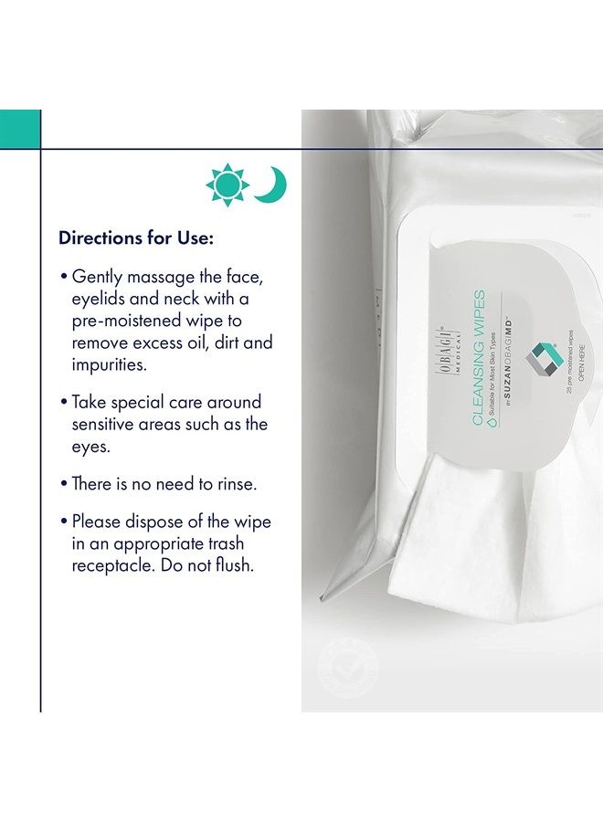 Obagi Medical مناديل تنظيف وإزالة مكياج جاهزة للاستخدام، 25 قطعة - Image 2