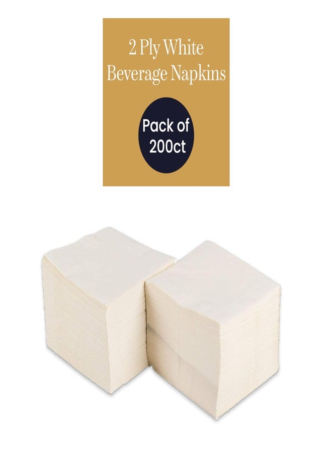 Perfect Stix مناديل مشروبات بيضاء بسيطة من طبقتين - قابلة للتخلص منها / كوكتيلات / مناديل ورقية للاستخدام اليومي (9.8" × 9.8") - عبوة من 200 قطعة - Image 1