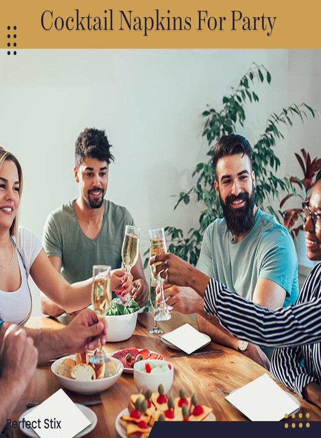 Perfect Stix مناديل مشروبات بيضاء بسيطة من طبقتين - قابلة للتخلص منها / كوكتيلات / مناديل ورقية للاستخدام اليومي (9.8" × 9.8") - عبوة من 200 قطعة - Image 3