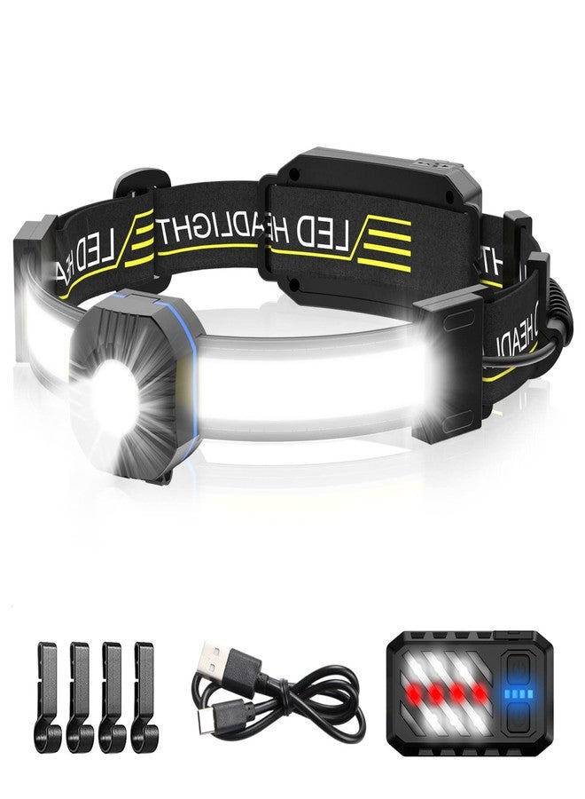 مصباح رأس Spriak LED، بقوة 1000 لومن وشعاع عريض بزاوية 230 درجة، قابل لإعادة الشحن عبر منفذ USB مع ضوء خلفي أحمر، خفيف الوزن ومقاوم للماء، يُعلق على الرأس للتخييم والجري والمشي لمسافات طويلة، مصباح رأس مناسب للخوذة الصلبة - Image 1