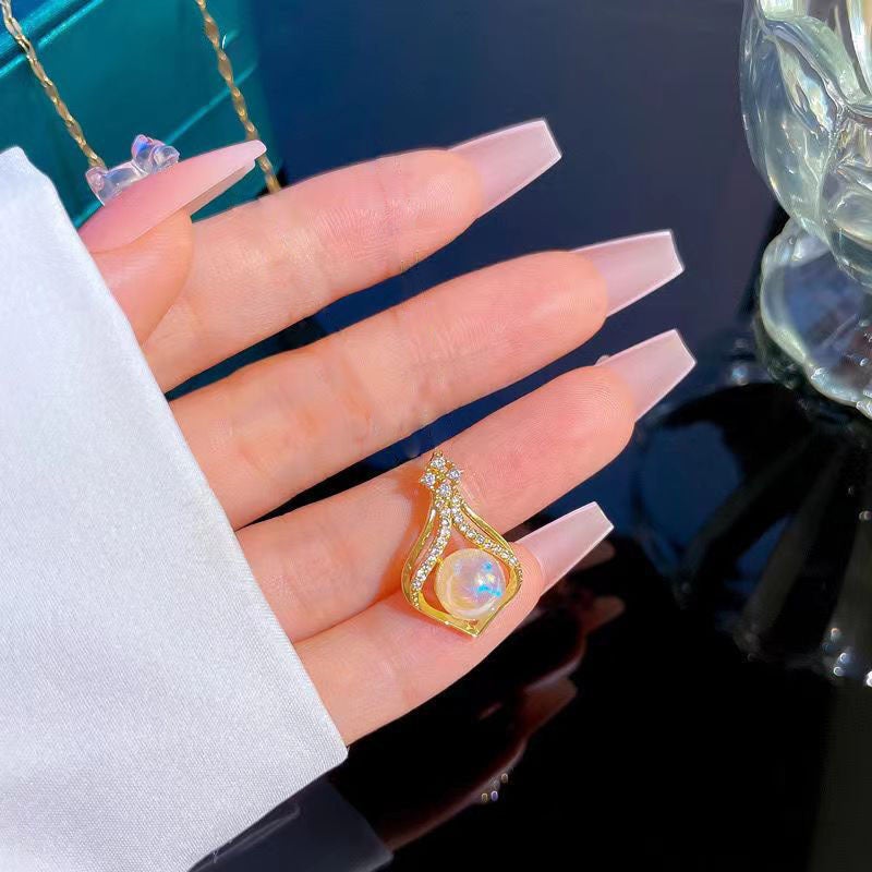 Elegant Petite Lotus Bag Necklace for Women Single Pendant 