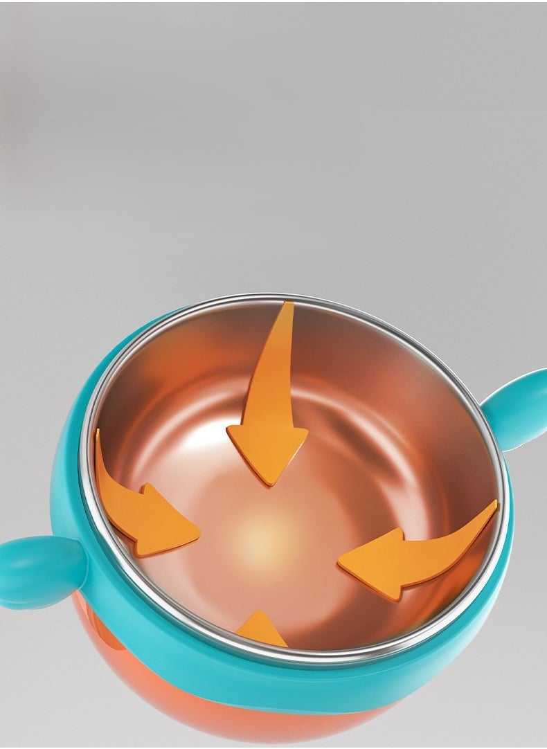 kiddoz - Baby Food Water Warmer Bowl Silicone Stainless Steel Heat Preservation Babe Feeding Water Injection Suction Bowl - Green - Image 1