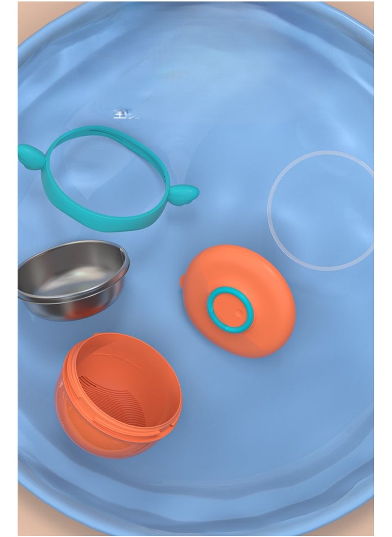 kiddoz - Baby Food Water Warmer Bowl Silicone Stainless Steel Heat Preservation Babe Feeding Water Injection Suction Bowl - Green - Image 1