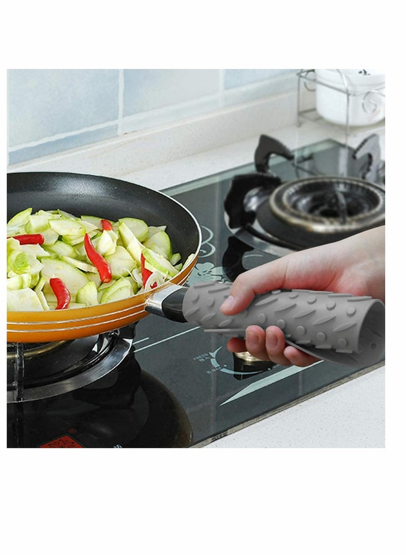 KASTWAVE Silicone Trivet Mat Hot Pot Holders Hot Pads for Kitchen Non-Slip Heat Resistant Jar Opener Spoon Rest Garlic Peeler Potholders 4 Pack 7''x7 Grey Modern Kitchen Tool - Image 3