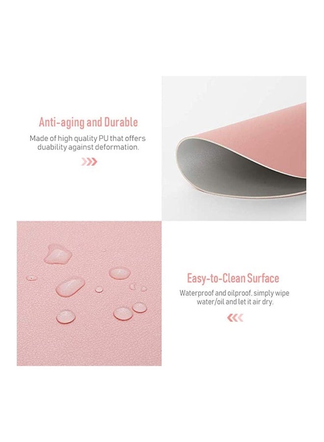 Round Mouse Pad, Environmental Ultra Thin Waterproof Non-Slip PU Leather Dual-Sided Mat, for Computers Home Office Nude Pink - Image 5