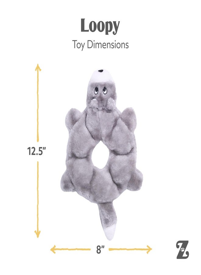 ZippyPaws Loopy - No Stuffing Dog Toys to Keep Them Busy, for Small, Medium, & Large Dogs, Squeaky Pet Toy for Boredom, Unstuffed Chew Toy, Soft Plush Puppy Products, Wolf - 10" - Image 5