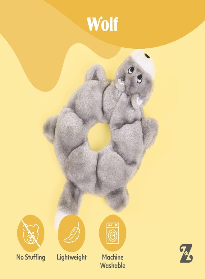 ZippyPaws Loopy - No Stuffing Dog Toys to Keep Them Busy, for Small, Medium, & Large Dogs, Squeaky Pet Toy for Boredom, Unstuffed Chew Toy, Soft Plush Puppy Products, Wolf - 10" - Image 4