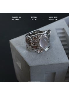 Chic Frosted Stone Adjustable Ring Hibiscus stone texture ring (copper plated White Gold)